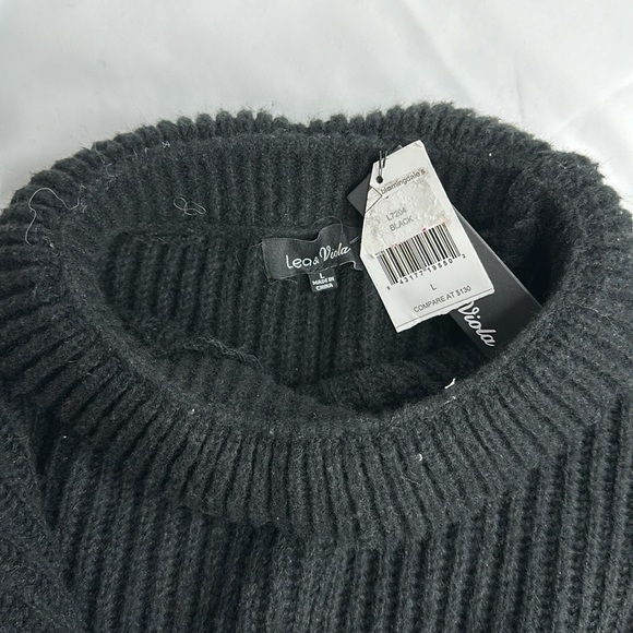 LEAVE & VIOLA Large Black Long Sleeve Sweater ~NWT - Picture 3 of 11